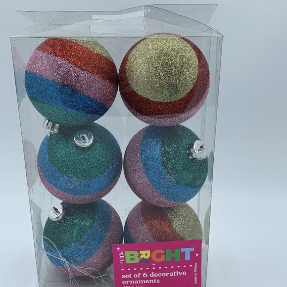 Glitter Ball Striped Christmas Tree Ornaments Multi-color - Picture 11 of 13